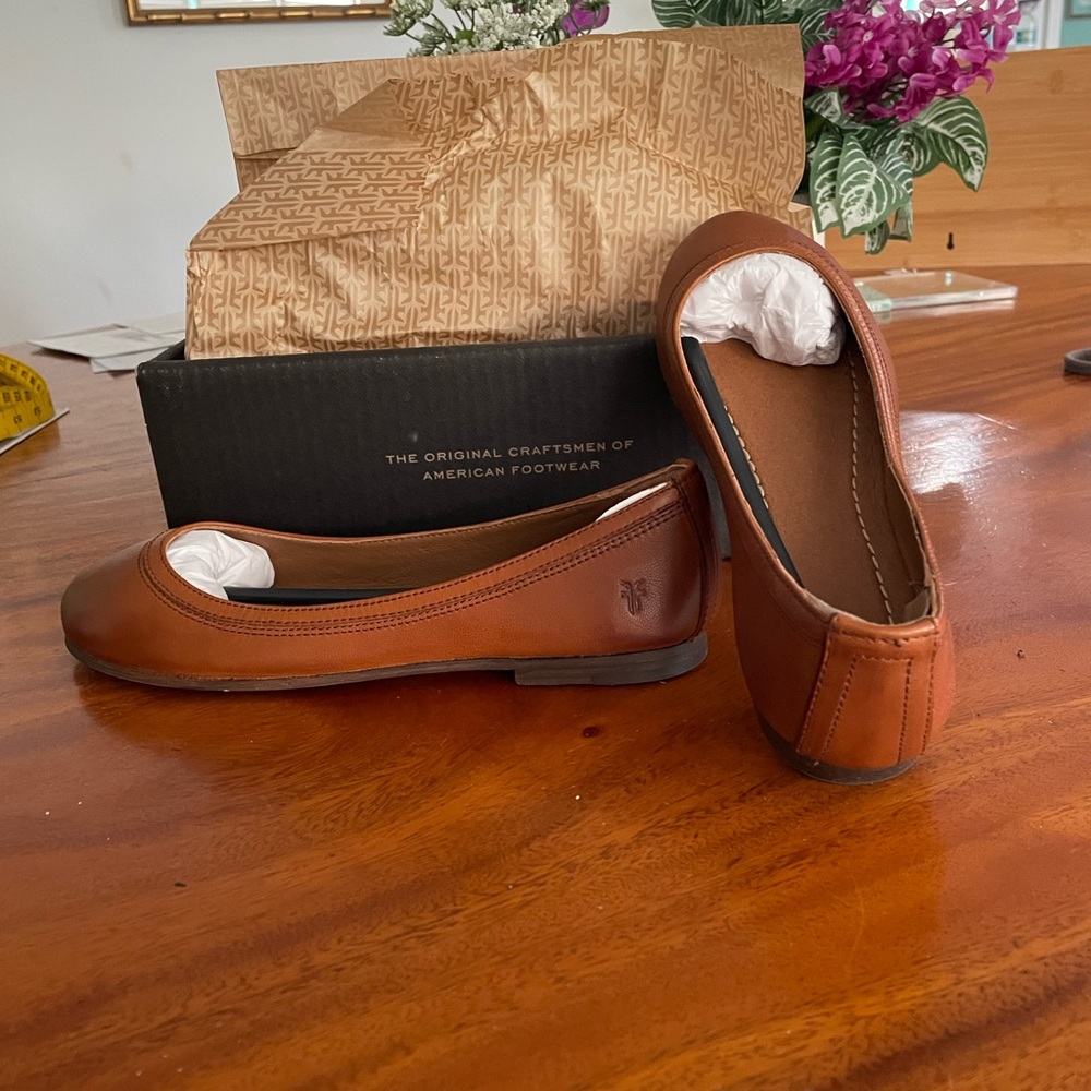 Frye Carson Ballet flats.  Cognac.